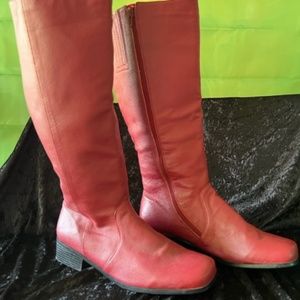 Step Up Comfort Red Leather Women's Riding Boots Size 10